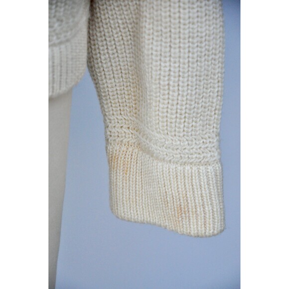 Vintage Chunky Wool Sweater Zip Up Cardigan Fisherman Icelandic Unisex M L - Picture 10 of 10